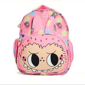 Pink Kids Cartoon Face Backpack - Cute School Bag